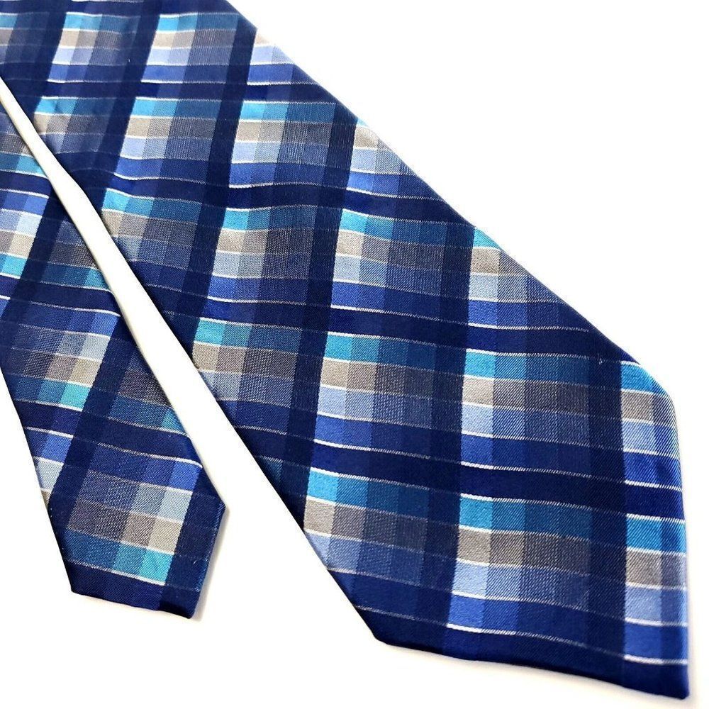 Van Heusen‎ Blue Silk Tie Woven Check
